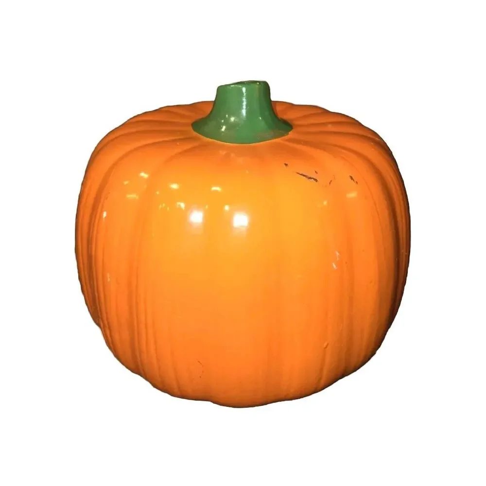 Vintage Halloween Ceramic Jack O Lantern Pumpkin Candle Holder Light Decoration